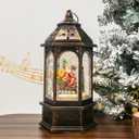 Christmas Snow Globe Decor, Musical Lights - USB Plug-in & Battery Operated Music can be Turned Off, Water Glitters Music Christmas Lantern for Xmas Home Decoration and Santa Gifts (big)