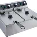 3600W Commercial Deep Fryer 21.2QT/20L - Stainless Steel Countertop Fryer with 2 Removable Baskets & Lids - Cool-Touch Handles - Ideal for Restaurants, Chicken & French Fries