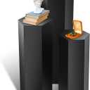 3 Pcs Matte Black Pedestal Stands for Display, Metal Hexagonal Pedestal Stands Cylinder Cake Dessert Table Pillar for Wedding Party Sculpture Collection Vases Birthday Decor(23.6in,29.5in,35.4in Tall)