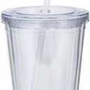 Water Bottle, 650ml Ice Coffee Cups, Clear Tumblers with Lid and Straw, Clear Tumbler, Reusable Plastic Cups for Ice Water Juice Tea Milk