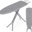 SONGMICS Ironing Board, Foldable Iron Board, Height Adjustable up to 35 Inches, with 4 Layered Cover and Pad, Iron Rest, Hook, Steel X-Legs, for Home, Laundry Room, Dorm, Dove Gray ULLB001G01