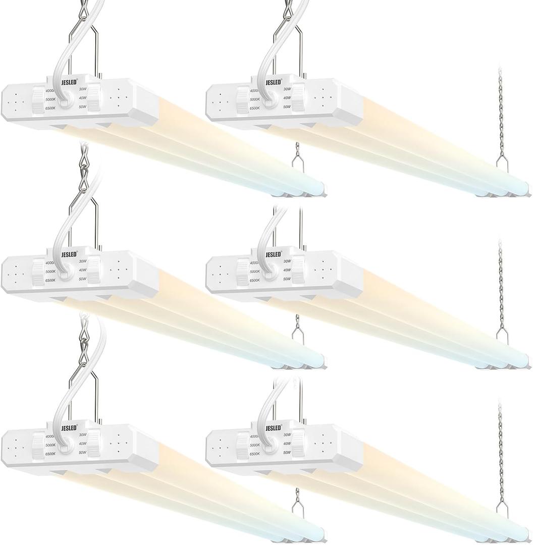 JESLED LED Shop Lights 4FT, 3CCT Selectable 50W 7500LM, Linkable, ETL