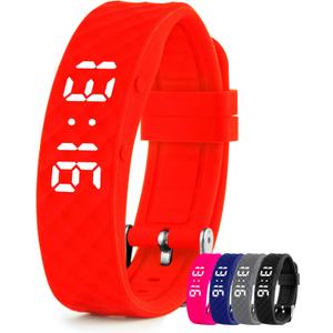 Tabtime Vibrating Alarm Reminder Watch - with up to 10 Personal Alarms or Pill Reminders per Day (Large, Red)