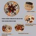 20" Caged Ceiling Fans with Lights and Remote, Boho Flush Mount Ceiling Fan with Light, Low Profile Chandelier 6 Speed Bladeless Reversible Ceiling Fan w/ 4 Bulbs. for Living Room Bedroom.