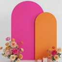 2 Set Pink and Orange Party Arch Backdrop Cover 7.2ft, 6ft Spandex Fitted Arch Covers Round Top Chiara Arches Backdrop Cover for Tequila Sunset Party Bridal Shower Decoration
