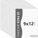 25 Pack Backing Boards Only - 9x12 Uncut White Mats Matboards, Acid Free & White Core Backerboards, Ideal for Photos/Pictures/Prints/Frames/Arts