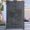6FT Outdoor Metal Privacy Screen  Decorative Privacy Fence and Room/Garden Divider, Weather-Resistant Freestanding Panel with Stand, Durable Steel for Patio, Garden, Balcony, or Backyard (Black&Louvered)