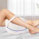 Knee Pillow for Side Sleepers for Back Pain,Leg Pillow for Side Sleepers, Memory Foam Cushion Knee Support Pillows,Pain Relief, Pregnancy Travel Pillow with Extra Washable Cover (One Size, White & Velcro Straps)