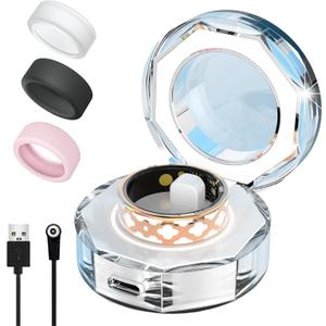 Smart Ring for Women Man, Enamel Flower Pattern Health Tracker Ring, Sleep&Exercise Monitor, IP68 Waterproof Activity Trackers, Fitness Ring with Charging Case and Ring Protector (13#)