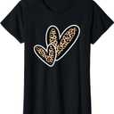 Cute Leopard Print Heart Leopard Love Women Girls T-Shirt, Black, 2XL 