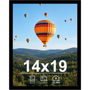 JCJMY 14x19 Picture Frame Black for Poster Photo Picture, Horizontal and Vertical Formats for Wall Hanging, 14 x 19 Wall Gallery Poster Photo Frame with Shatter Resistant Plexiglass,Black