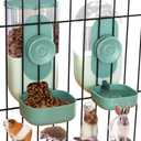 Kenond 35oz Hanging Automatic Pet Food Water Dispenser, Auto Gravity Pet Feeder and Waterer Set, Cage Cat Food Bowl Dog Feeding Station for Puppy and Kitten Rabbit Chinchilla Hedgehog Ferret (Green)