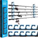 PLUSINNO H5P Fishing Rod/Pole Holders for Garage, Wall or Ceiling Mounted Fishing Rod Holder with Soft Protective Pad, Fishing Rod Storage Organizer Holds up to 5/10/20 Rod or Combos or Nets