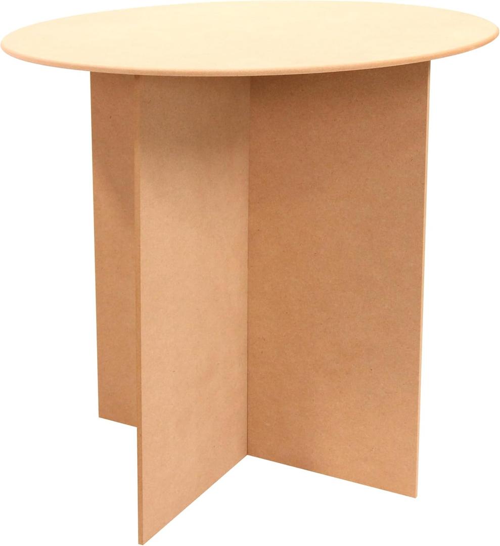 SSWBasics 30 Inch Round Wood Display Table - 250 Pound Weight Capacity - Medium Density Fiberboard - Compatible with Round Tablecloths up to 88 inches - 2 Part Interlocking Finger Groove Base, 30Dia. x 29 7/8H