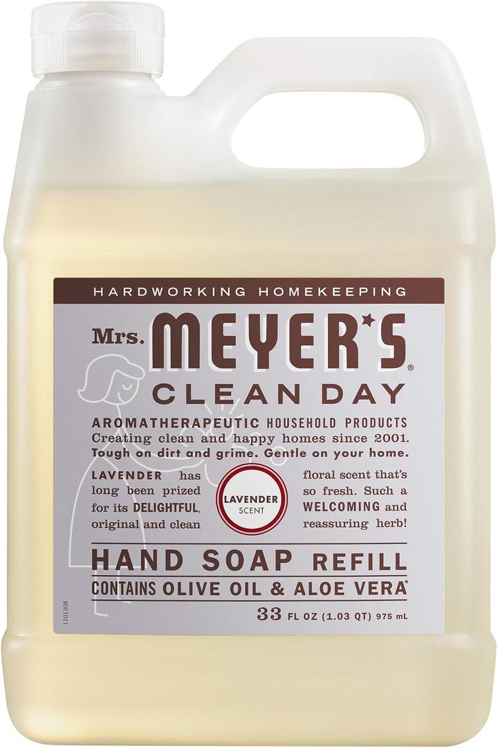 MRS. MEYER'S CLEAN DAY Hand Soap Refill, Lavender Scent, 33 Fl Oz Bottle
