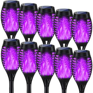 Outdoor Halloween Decorations, 10Pack Purple Flickering Flame Solar Torch Light for Yard Decorations, Waterproof Halloween Lights Outdoor, Solar Lights for Outside Decor Garden Patio Lawn Path Scary