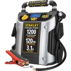 Stanley FatMax 1200A, Lithium Jump Starter with 15 Watt USB-A and USB-C Power, Includes clamps
