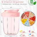 Large Pill Organizer,Supplement Organizer for 7 Different Vitamins,Pill Dispenser with Anti-Mixing Design,Easy to Retrieve Meds,Includes 20 Pcs Labels,Travel Pill Organizer(Pink)