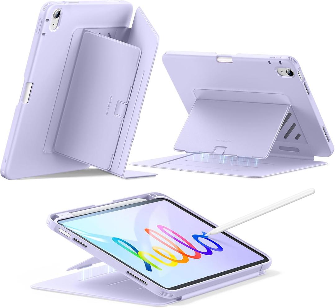ESR for iPad A16 Case, iPad 11th/10th Generation Case (2025/2022), Vertical Stand Cover, Multi Stand Angles, Ultra-Stable Cover with Pencil Holder, Flip Series, Purple