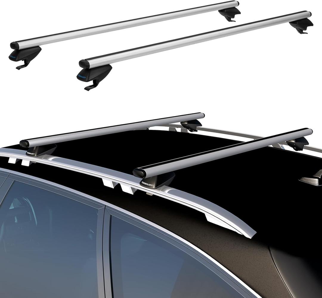 COWVIE 53 Inch Aluminum Roof Rack Cross Bars for Raised Side Rails, Adjustable Cargo Bars, Hold 165 LBS, Silver