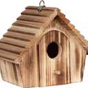 Bird House for Outside - Hanging Outdoor Birdhouse - Natural Wood Bird Nesting Box for Bluebirds, Hummingbirds, Finches, Wrens, Cardinals - Easy to Clean & Durable Garden Bird Shelter