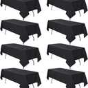 8 Pack Black Tablecloth 60 x 102 Inch Polyester Table Cloth for 6 Foot Rectangle Tables, Wrinkle Resistant Washable Decorative Fabric Table Covers for Wedding Party Banquet Buffet and Camping