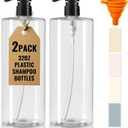 2 Packs 32-Ounce Clear Pump Bottle with Black Pump for Body Wash