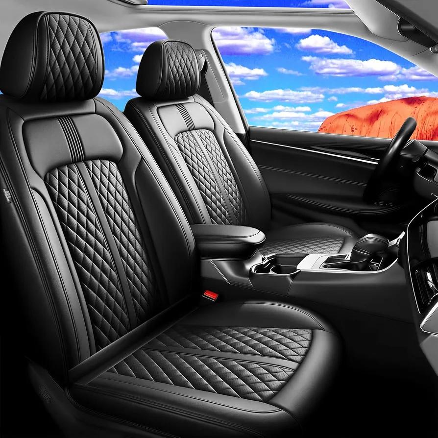 Premium Leather Full Coverage Protectors, Waterproof, Breathable, Scratch Resistant, Easy Wipe, Airbag Compatible, Black