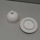 Ceramic Small Butter Dish with Lid, 17 OZ Mini Butter Container, 2-Way Freshness, Pure White