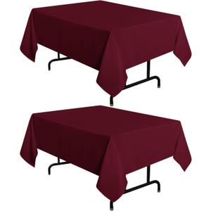 sancua 2 Pack Burgundy Tablecloth 54 x 54 Inch, Stain and Wrinkle Resistant Square Table Cloth - Washable Polyester Table Cover for Dining Tables, Buffet Parties and Camping