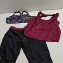 Yonique 3 Piece Plus Size Swimsuits for Women Tankini Tops with Sports Bra and Swim Capris Athletic Bathing Suits (Purple Floral)