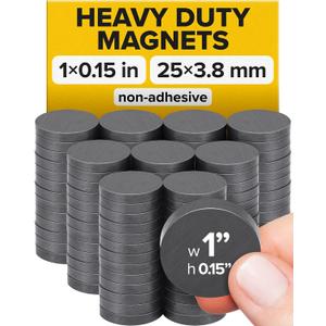 Ultra-Strong Ceramic Round Magnets (1x0.15/25x4mm, 100 pcs) - Heavy Duty Magnets, Non-Corrosive, High Thermal Resistance, Versatile for Home, Office, Workshop, Whiteboard, Fridge and Hobby Use