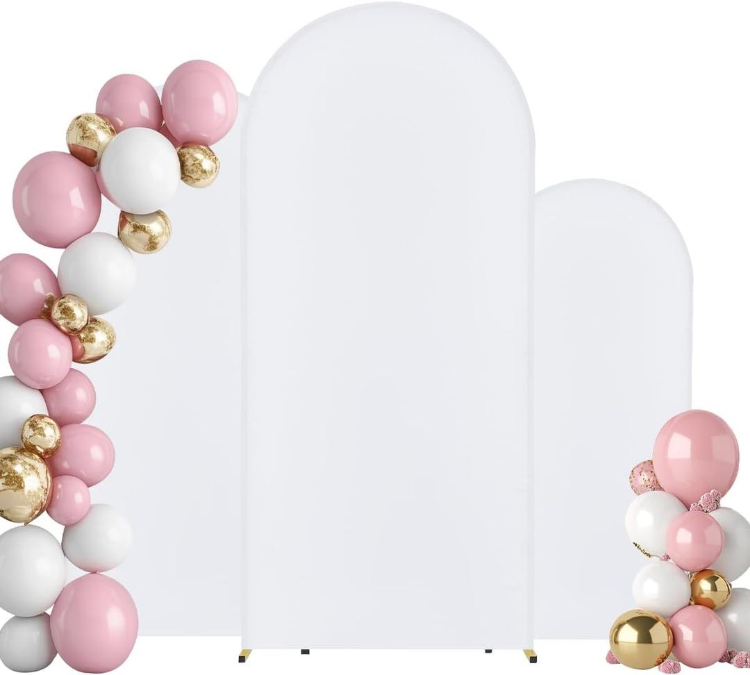 VEVOR Arch Backdrop Stand with Cover, 6ft,5ft&4ft, Set of 3 Balloon Metal Arch Stand for Ceremony, Gold Wedding Arch Backdrop Stand, Fit for Birthday Party, Baby Shower, Graduations, Holiday