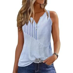 Disamer Tank Tops for Women 2026 Summer Casual Button Down Shirts Loose Fit V Neck Sleeveless Tshirt Blouse XL