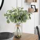 MACTING Artificial Eucalyptus Stems in Glass Vase with Faux Water Stones 14" Artificial Plants Indoor Eucalyptus Leaves for Table Centerpieces Bathroom Kitchen Home Spring Decorations(Gradient Green)