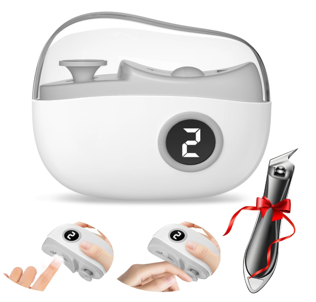 Electric Nail Clipper, Electric Nail Clippers for Seniors with LED Light, Cordless Automatic Nail Trimmer with Adjustable Speed for Fingernails and Toenails (3 Speed Settings, Grey) 1