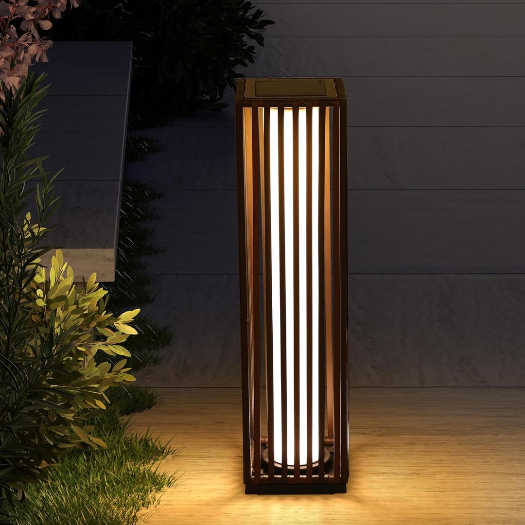 GREEN MORE Rattan Solar Patio Lights,50 Lumen Auto-On/Off Outdoor Floor Solar Lamp, IP65 Waterproof with 8H Runtime for Garden Pathways & Landscape Lighting,Brown