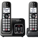 Panasonic Cordless Phone with Answering Machine, Advanced Call Block, Bilingual Caller ID and HighContrast Display, Expandable System with 2 Handset Cordless Telephones  KXTGD832M (Metallic Black)