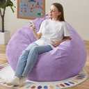 Hobestluk 3.5FT Bean Bag Chair Adult Bean Bag Chair Large Bean Bag Chair with Filler Included Teardrop Bean Bag with Removable Cover for Bedroom Living Room - (Large, Purple)