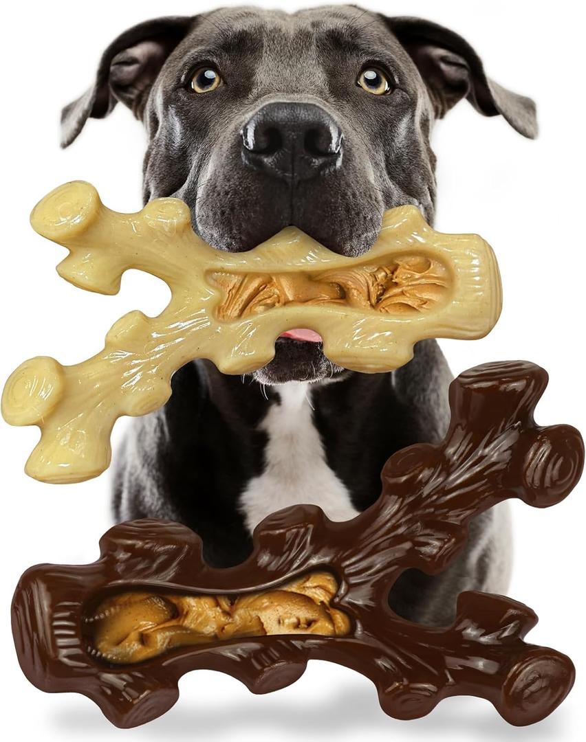 SIHRMIU 2 Pack Dog Chew Toys for Aggressive Chewers,Boredom and Stimulating Best Dog Toys for Medium/Large Breed,Tough Almost Indestructible Dog Bones for Teeth Cleaning and Training