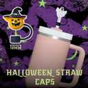 5PCS Halloween Straw Toppers 10mm, Silicone Straw Tips Covers Caps for Tumblers Stanley Straws - Stanley Cup Accessories Tumbler Accessories (Hallows Black)