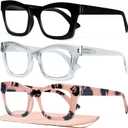 CCVOO Stylish Reading Glasses for Women, Eyeglasses, Blue Light Readers for Women, Computer Eye Glasses, Cheaters (Twilight Rose Trio) x2.5