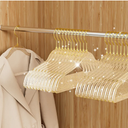 50 Pack Clear Plastic Hangers with Gold Glitter, Acrylic, Ultra Slim, Space Saving, for Coats, Pants, Suits, Shirts, Skirts, Dress Clothes