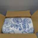 Pointehaven Combed Cotton Percale Printed Full Boho Paisley Blue Quilt Set - King Quilt and Two King Shams - Floral - Taupe Blue and Cream - Quilt (106x92in.) and Shams (20x36in.) - Reversible - Cotton