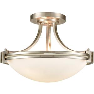 SAMTEEN Brushed Nickel Semi Flush Mount Ceiling Light Modern 3-Light White Glass Hallway Light Fixture Ceiling for Bedroom Living Room Kitchen, Bowl Shade