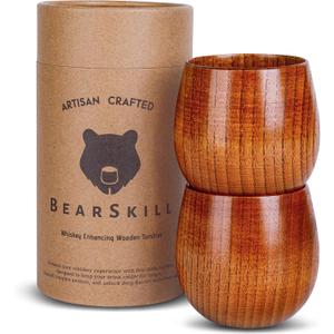 Handcrafted Whiskey Enhancing Wooden Tumbler, Bourbon Drinking Glass Bourbon Gifts for Men - Wooden Old Fashioned Glass | Great Whiskey Gifts for Men (2 Pack)