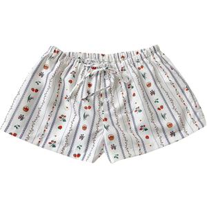 RoseSeek Women's Drawstring High Waisted Button Front Mini Shorts Loose Wide Leg Track Shorts Casual Lounge Multicolor White Medium