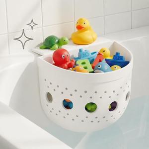 Bath Toy Organizer for Tub with Suction Cup - Silicone Bath Toy Storage Holder, Bathtub Toys Organizer and Holder for Easy Access & Sorting，White