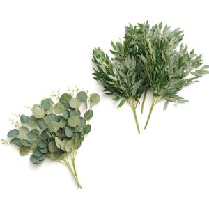 Ling's Moment Artificial Plants Eucalyptus Salix Branches, 18"Tall Fake Willow Greenery Filler Decor w/ Stems, Realistic Texture Plant Decor for Wedding Bouquets/ Table Centerpieces, Room/ Office/ Outdoor