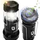 2-Pack Solar Camping Fan w/ Lantern, DIBMS Collapsible Solar Powered USB Rechargeable & Battery Powered Emergency Hanging Lights for Camping Tent Hurricanes Power Outages Storm Indoor Outdoor